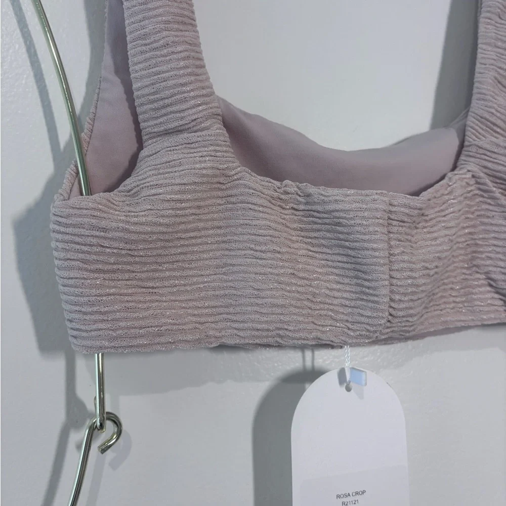 Rumer Rosa Ribbed 2 Piece Square Neck Bikini Swimsuit Set Nude Size Medium NWT